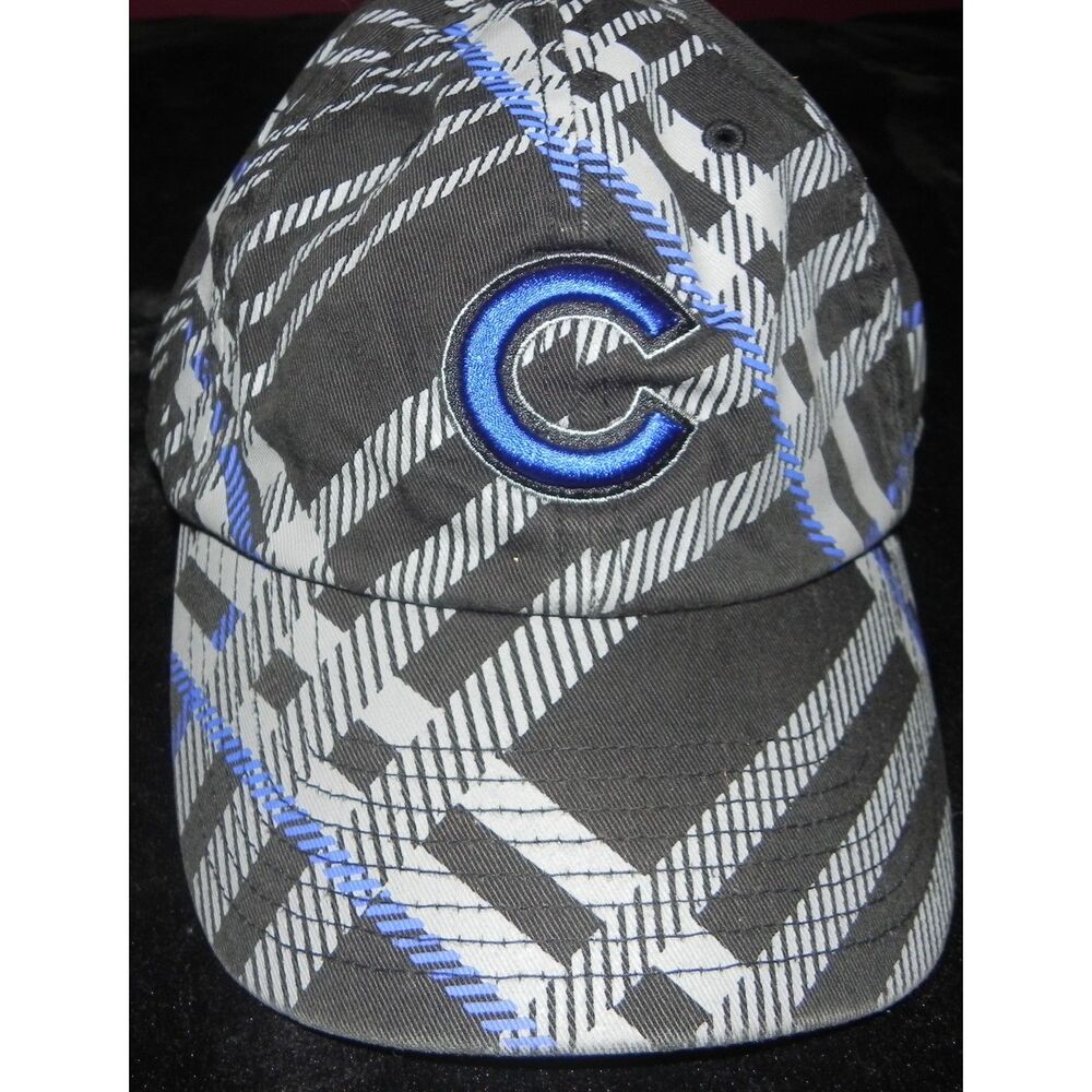 Chicago Cubs ’47 Brand Plaid Fitted Hat Medium MLB Embroidered C Logo
